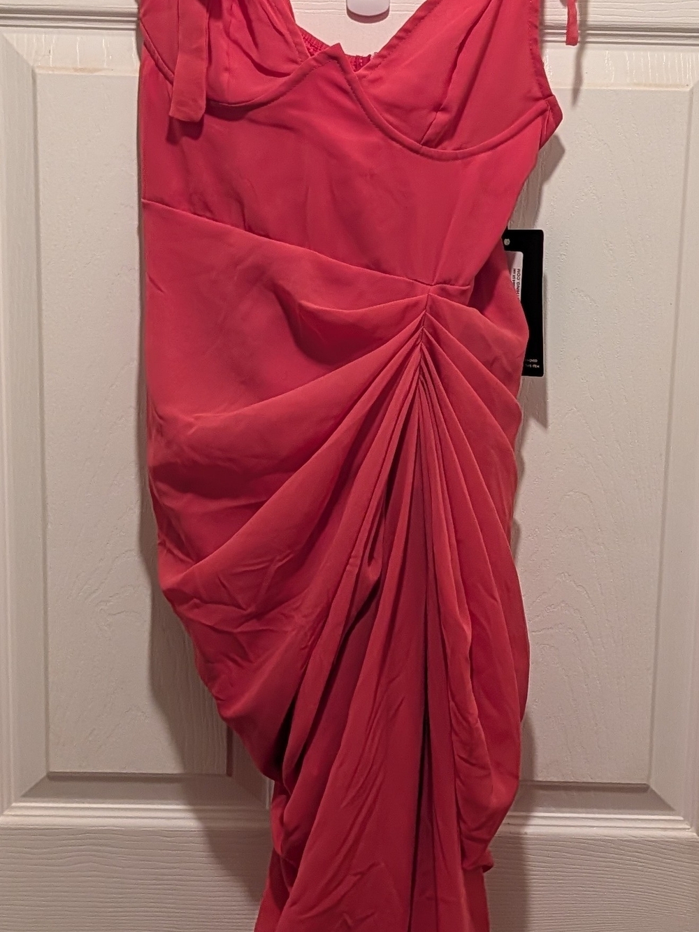 One-Shoulder Coral Ruched Draped Evening Dress